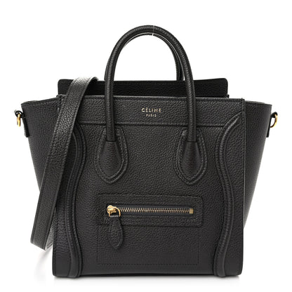 Celine Drummed Calfskin Nano Luggage Liquorice 1 of 10
