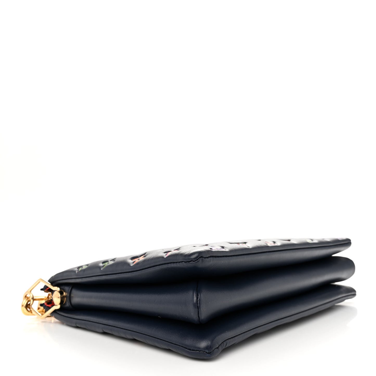 Lambskin Embossed Monogram LV Garden Coussin MM Navy Blue