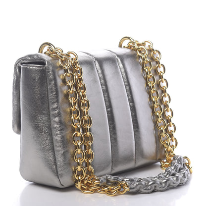 Tom Ford Metallic Soft Lambskin Quilted Small Natalia Chain Shoulder Bag Silver 3 of 11