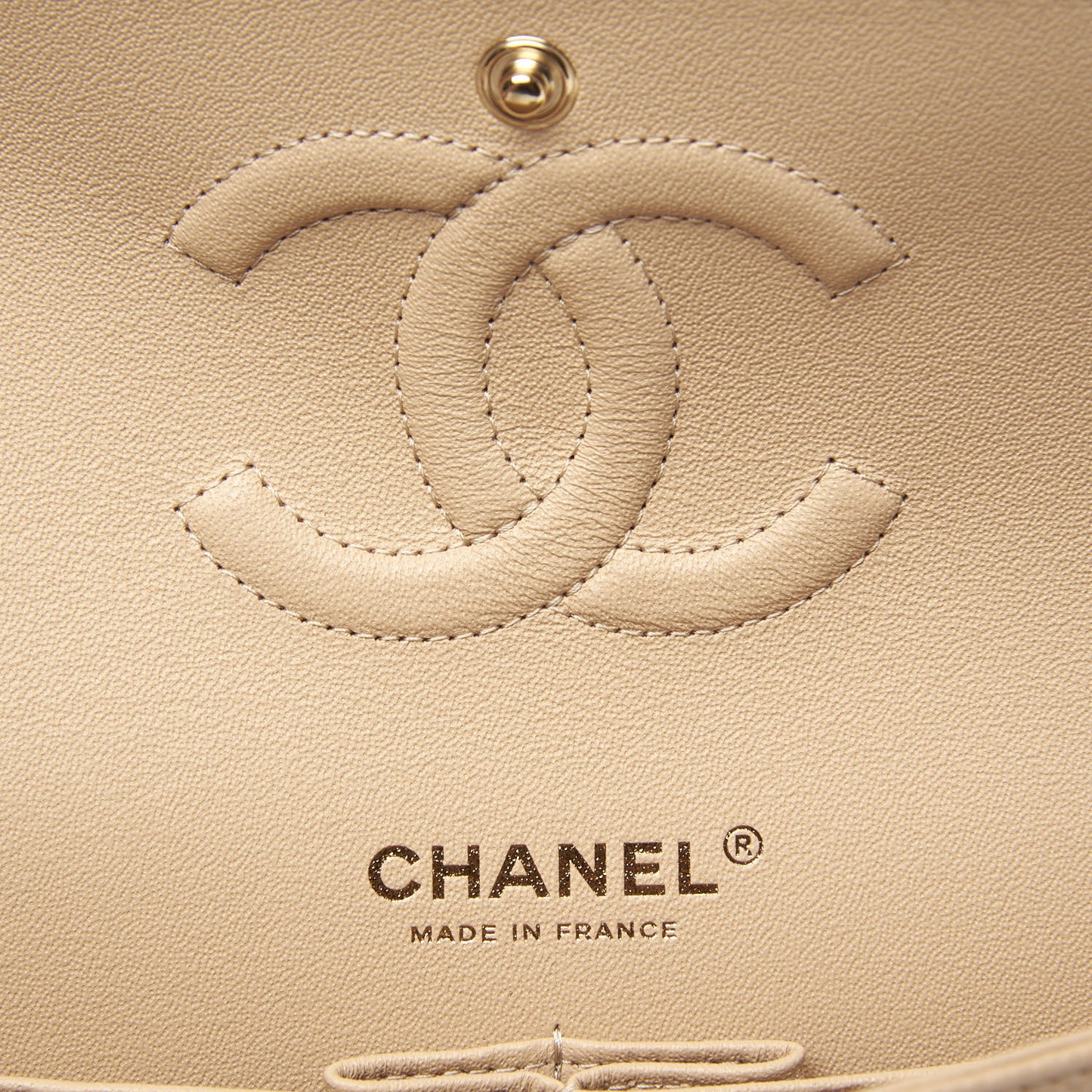 Caviar Quilted Medium Double Flap Beige Clair