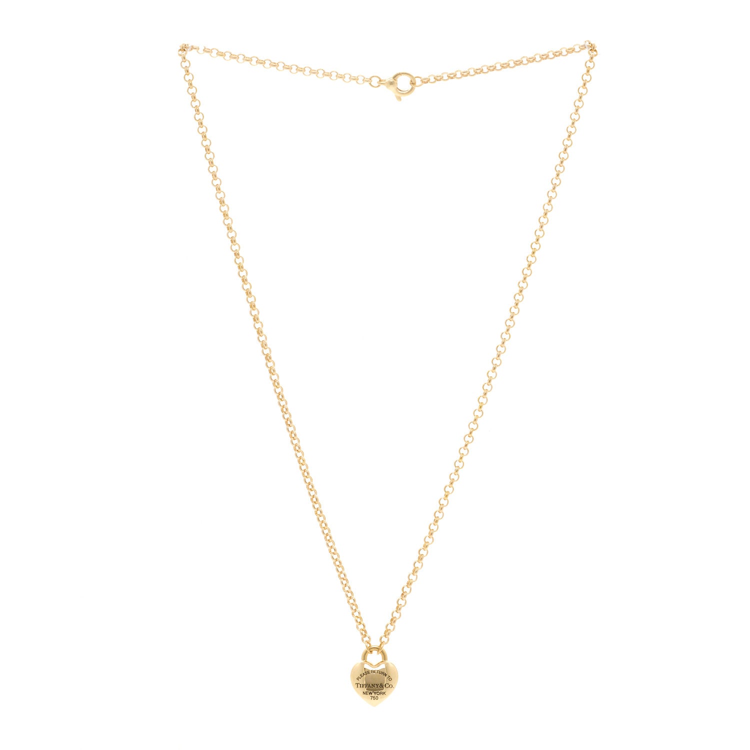 Tiffany 18K Yellow Gold Return to Tiffany Full Heart Pendant Necklace 3 of 6
