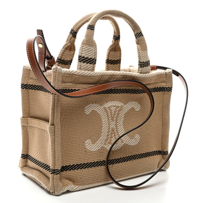 Celine Stripe Triomphe Small Cabas Beige Black 3 of 11