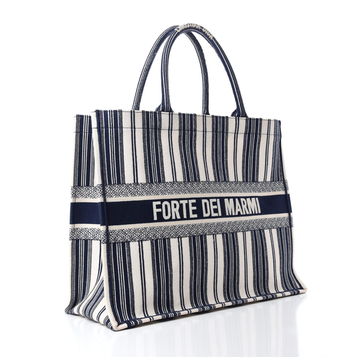 Canvas Embroidered Forte Dei Marmi Striped Book Tote Blue