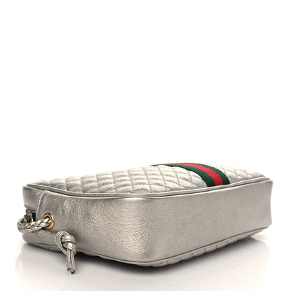 Gucci Laminated Nappa Web Trapuntata Small GG Shoulder Bag Argento 4 of 10