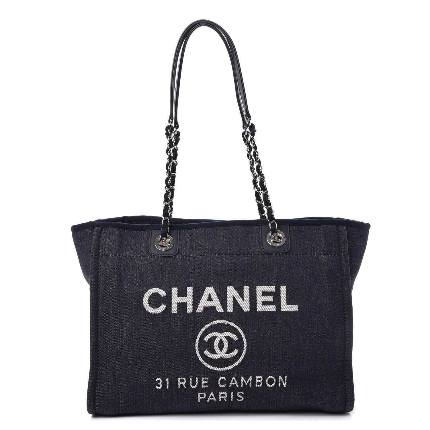 Chanel Canvas Small Deauville Tote Dark Blue 1 of 7
