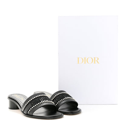 Christian Dior Calfksin Pearl Embroidered Dway 35mm Slide Sandals 35 Black 10 of 10