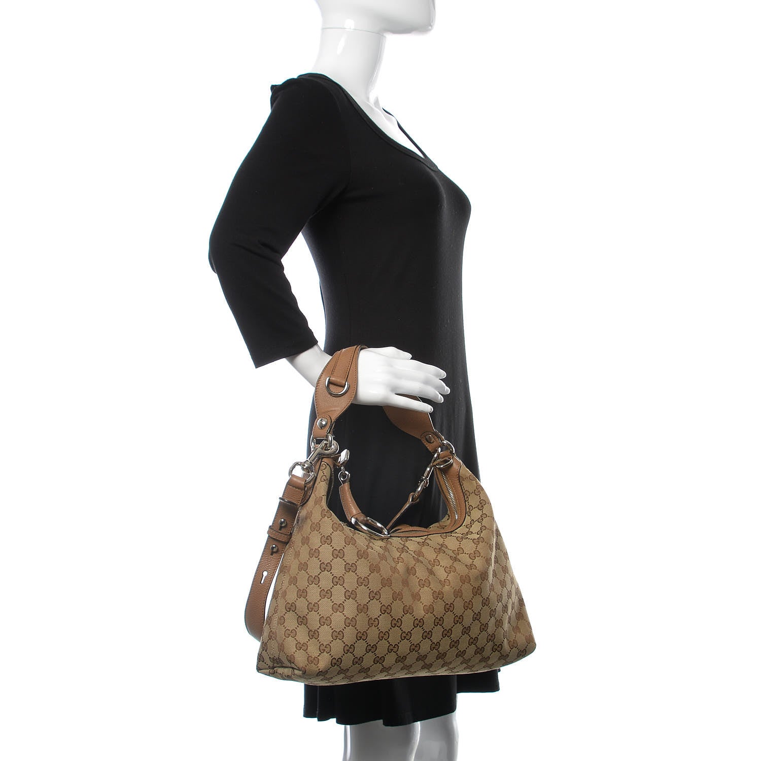 Gucci Monogram Medium Icon Bit Hobo Light Cuir 3 of 10