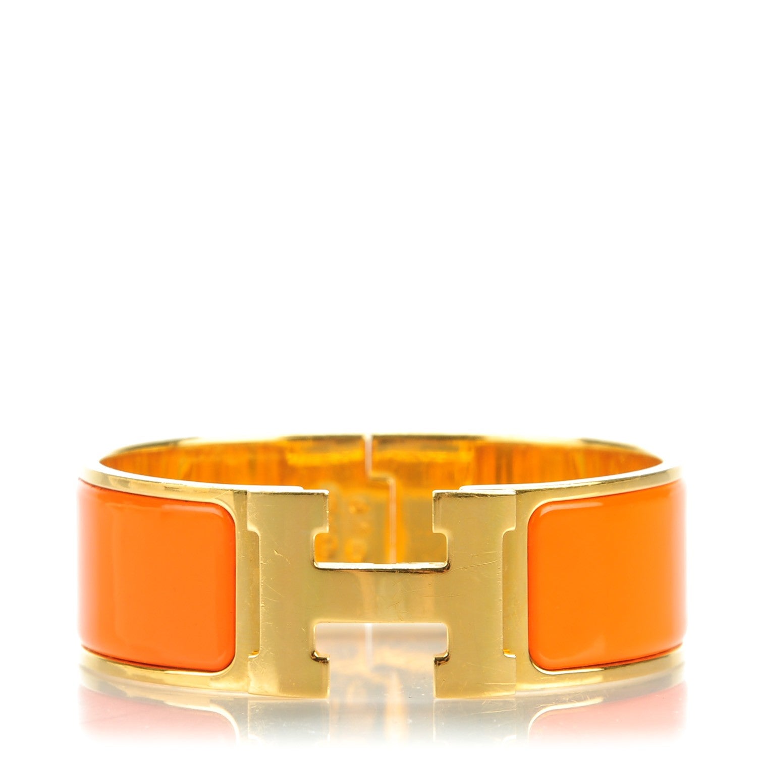 Hermes Enamel Wide Clic Clac H Bracelet PM Orange 1 of 4