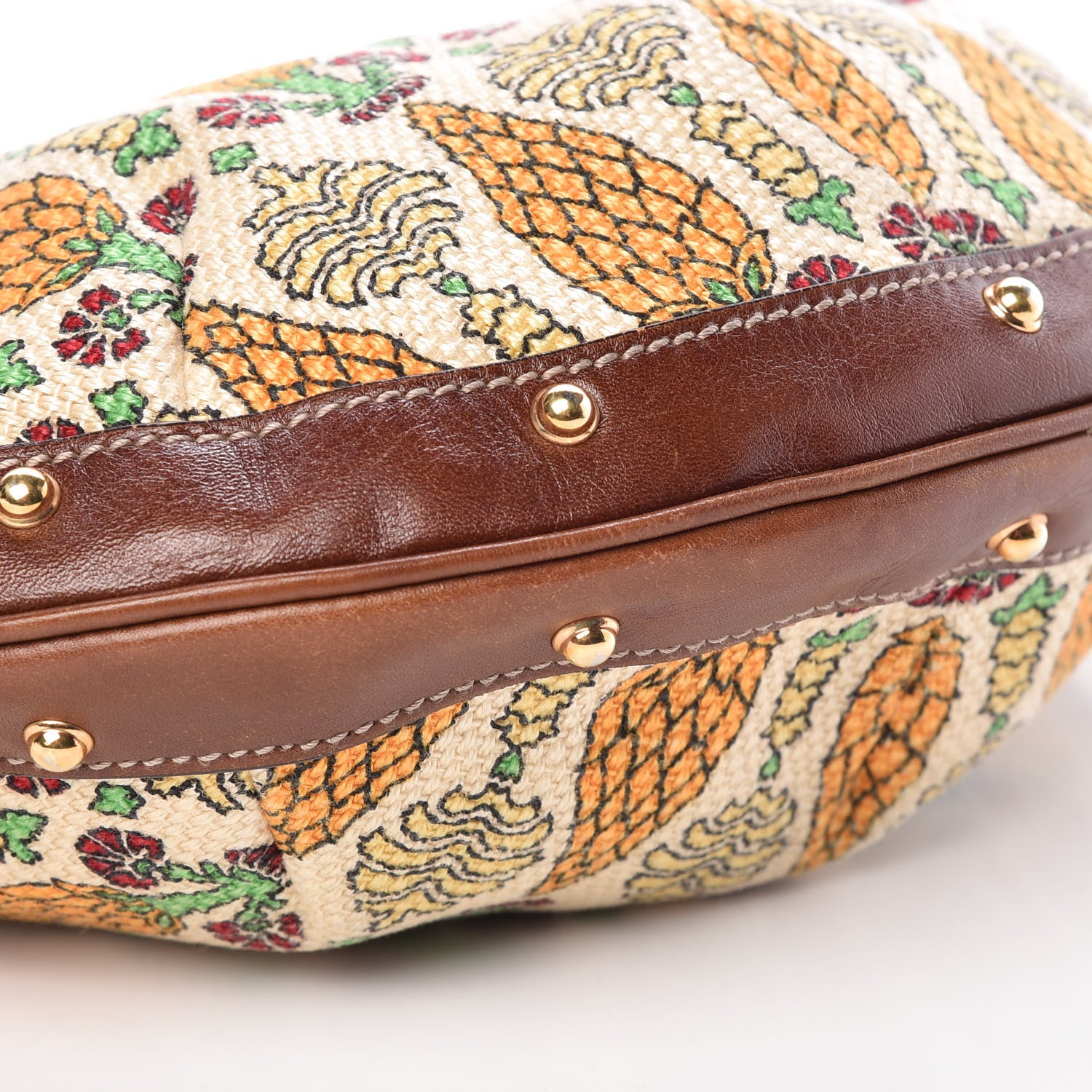 Gucci Monogram Biba Pineapple Print Hobo Brown 10 of 12