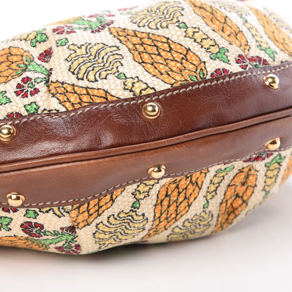 Gucci Monogram Biba Pineapple Print Hobo Brown 10 of 12