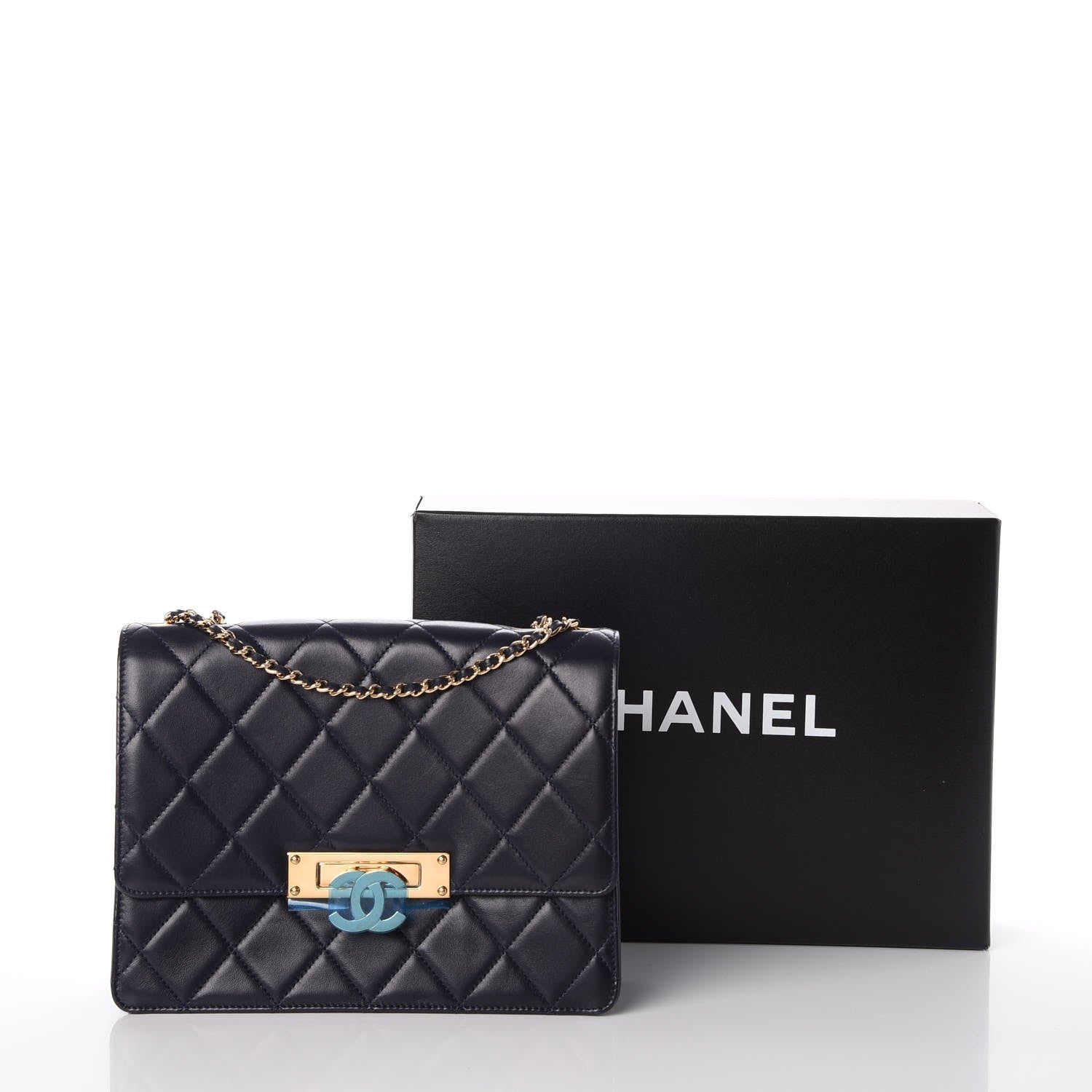 Chanel Lambskin Quilted Medium Golden Class Flap Marine 8 of 8