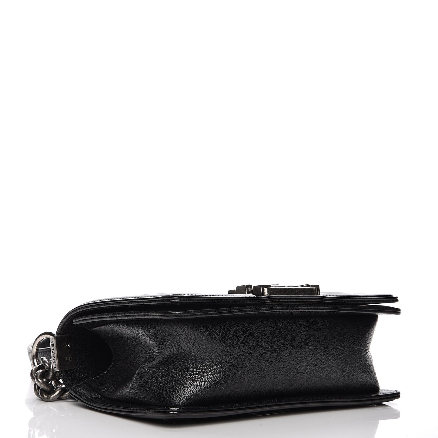 Goatskin Quilted Patent Small Duo Boy Flap Black