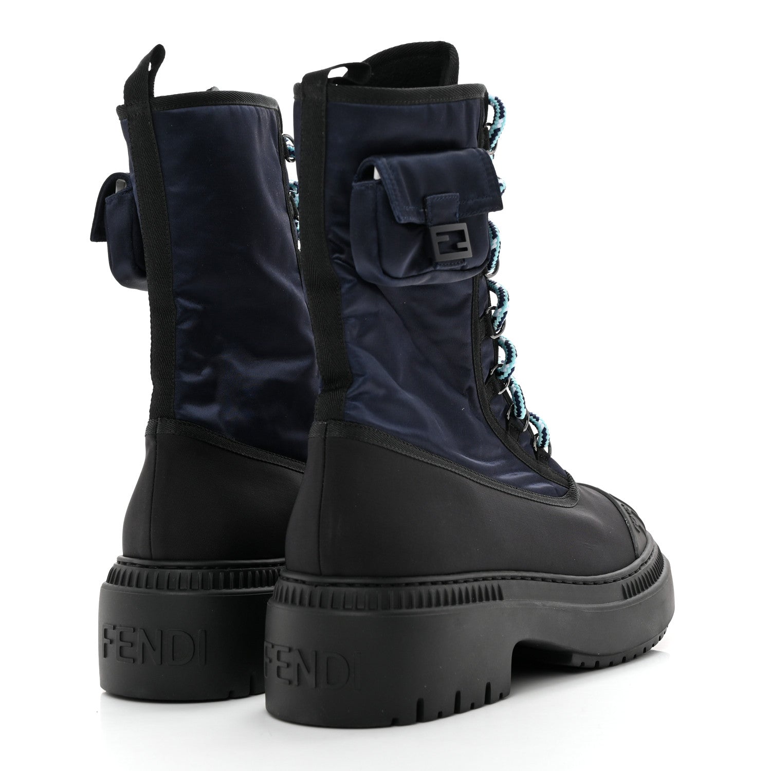 Fendi Nylon Baguette Domino 50mm Biker Boots 41 Eddie Black 4 of 10