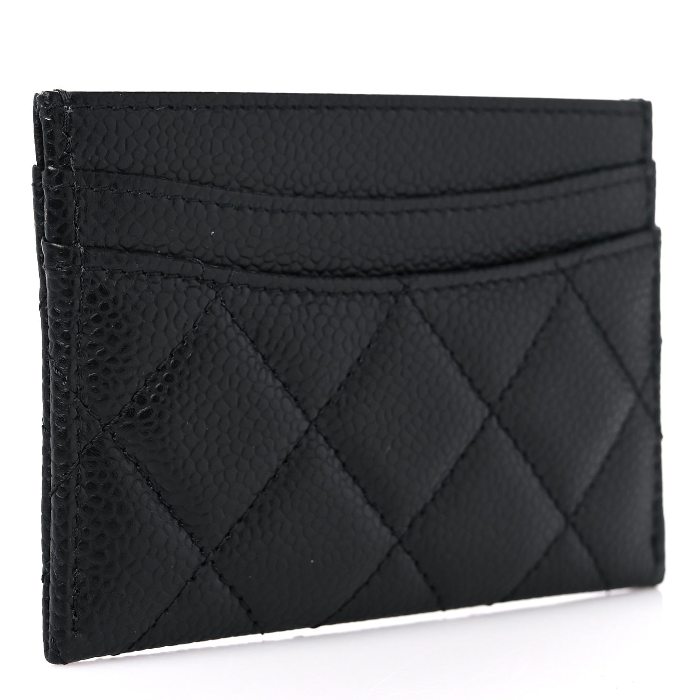 Caviar Quilted Card Holder Black