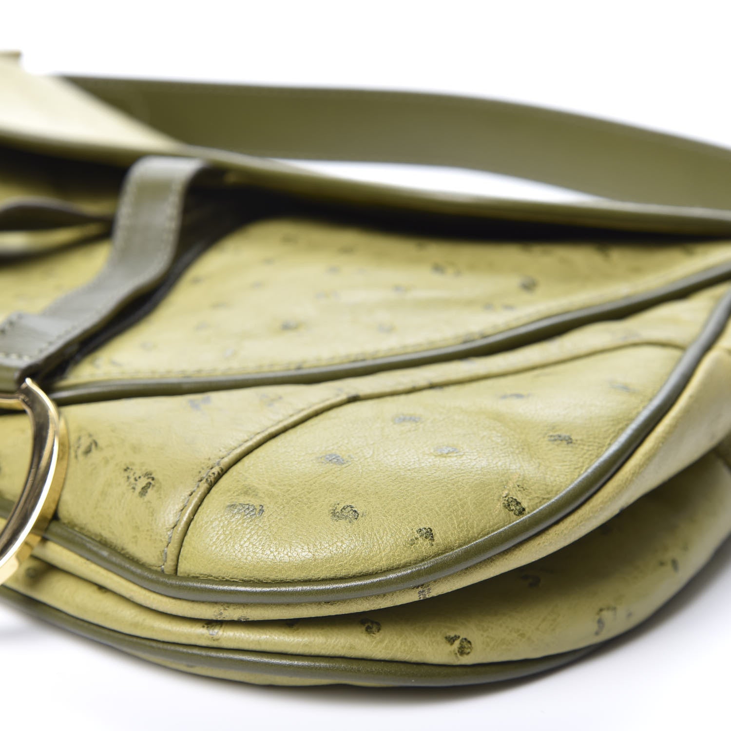 Christian Dior Ostrich Double Saddle Bag Green 6 of 9