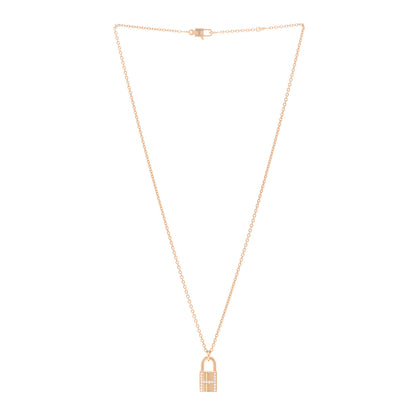 Hermes 18K Rose Gold Diamond Amulettes Cadenas Pendant Necklace 3 of 5