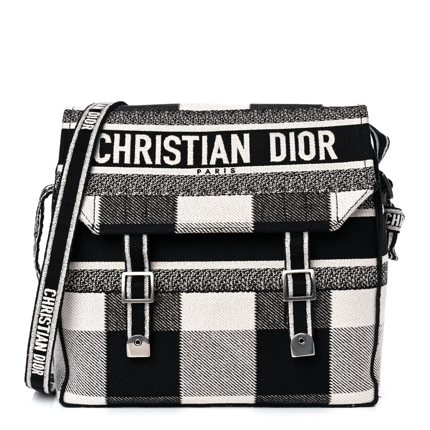 Canvas Tartan Diorcamp Messenger Black White