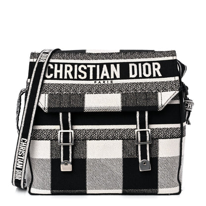 Christian Dior Canvas Tartan Diorcamp Messenger Black White 1 of 9