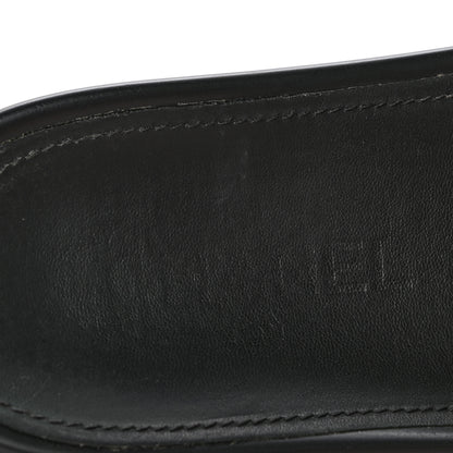 Chanel Satin Canvas Chain Slides Sandals Flats 37.5 Marine 8 of 12