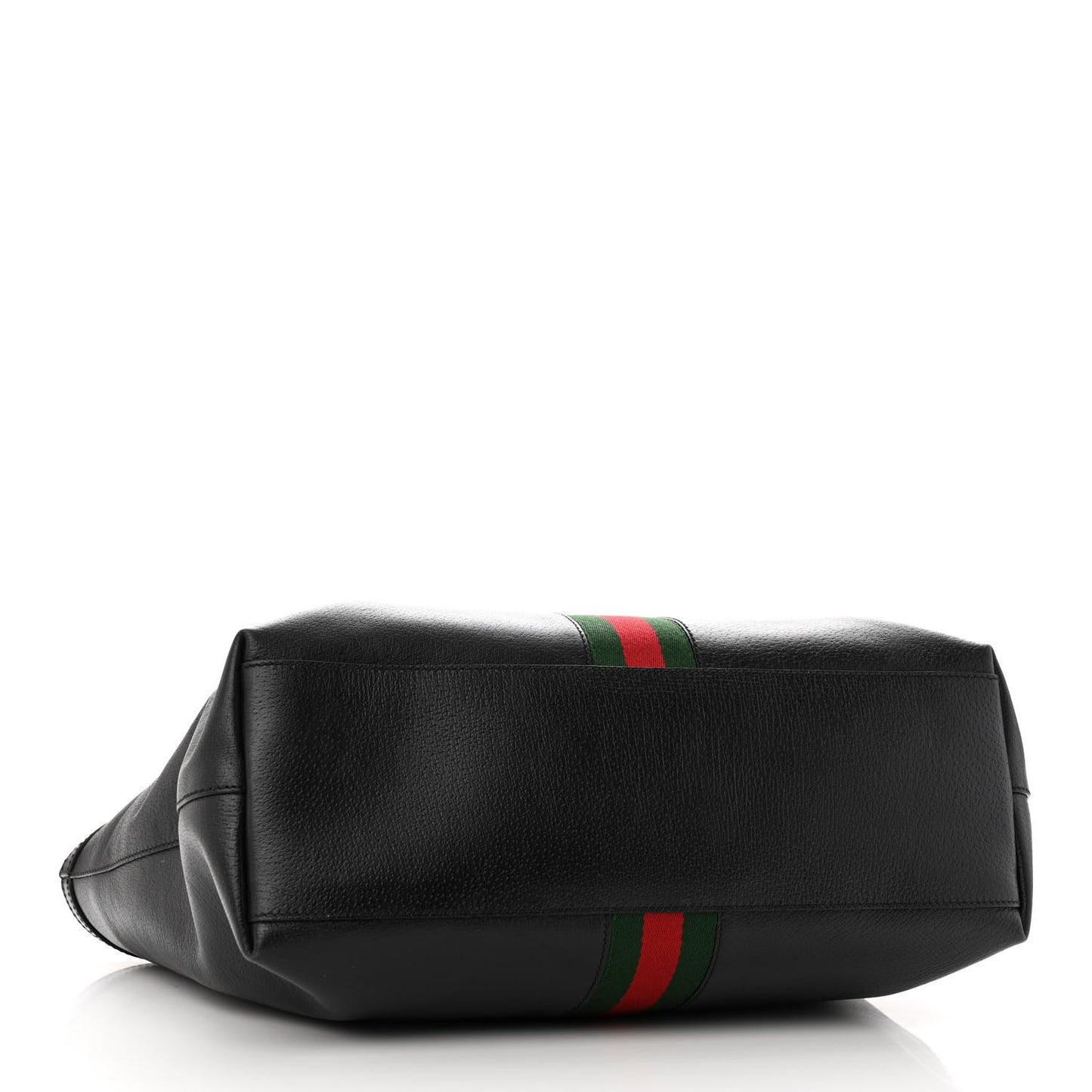 Textured Calfskin Web Medium Ophidia Shopping Tote Black