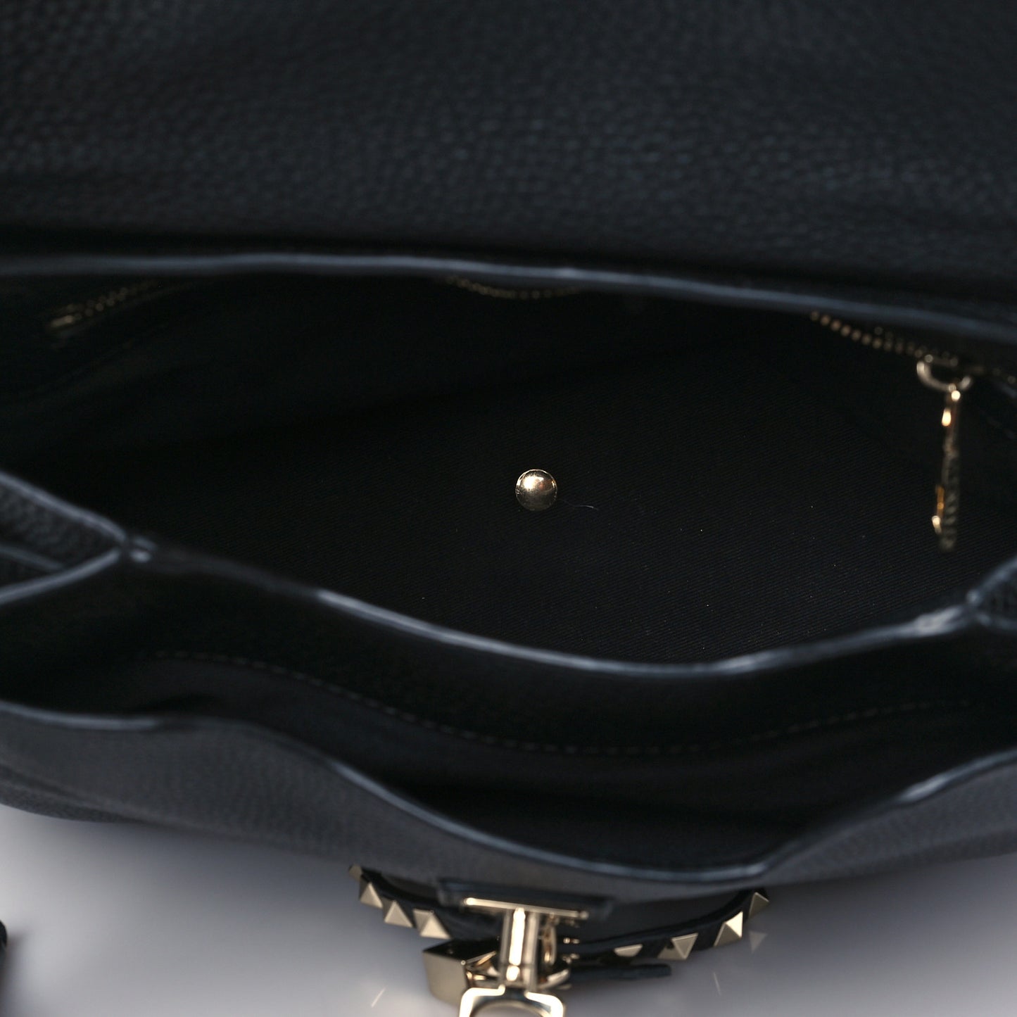 Grained Lagun Calfskin Rockstud Twiny Top Handle Bag Black