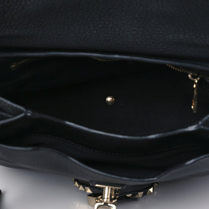 Valentino Garavani Grained Lagun Calfskin Rockstud Twiny Top Handle Bag Black 5 of 9