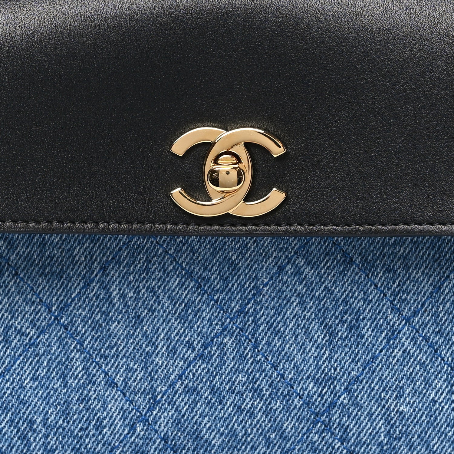 Chanel Calfskin Denim Stitched Urban Essentials Small Shopping Bag Blue Black 8 of 11
