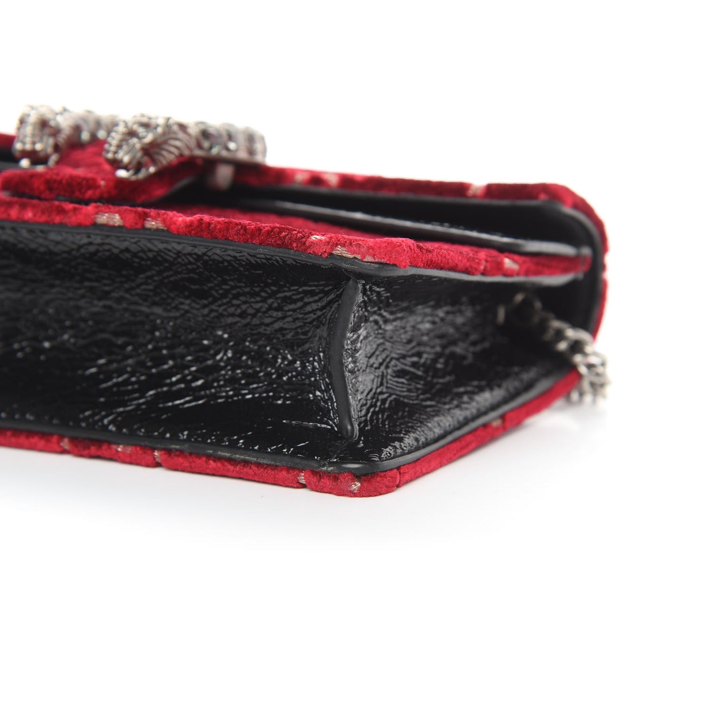 Velvet GG Monogram Super Mini Dionysus Shoulder Bag Red Cipria Black