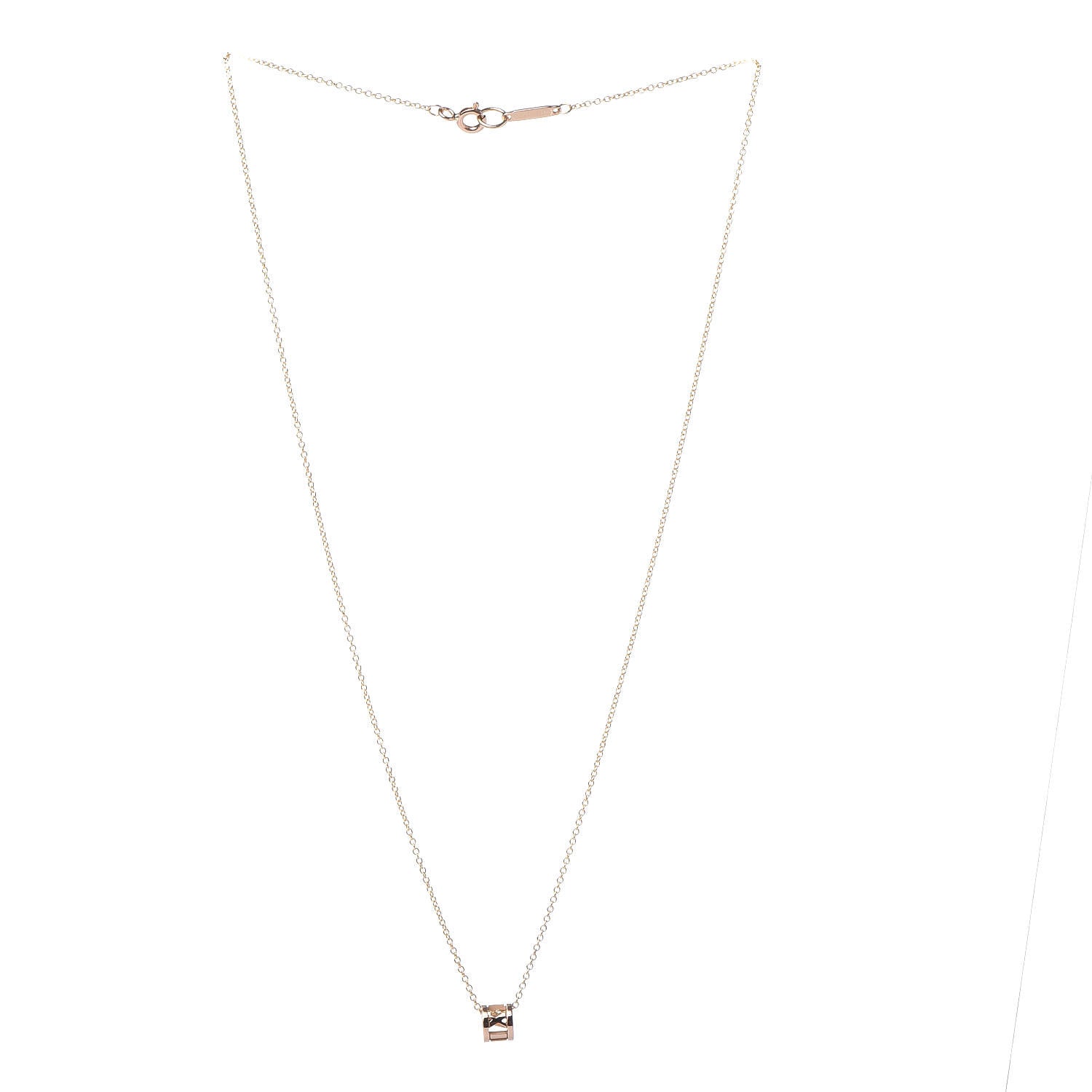 Tiffany 18K Rose Gold Atlas Open Pendant Necklace 3 of 7