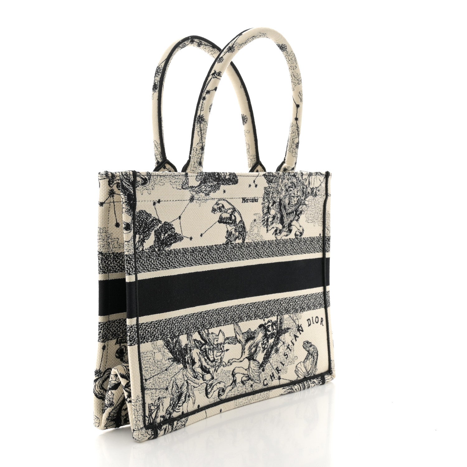 Christian Dior Canvas Zodiac Toile De Jouy Embroidered Medium Book Tote Latte 3 of 10