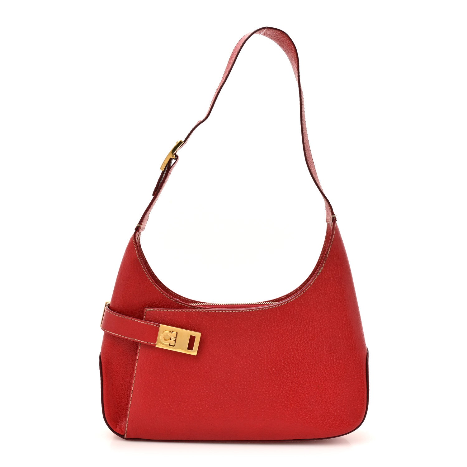 Salvatore Ferragamo Pigskin Gancini Hobo Red 1 of 13