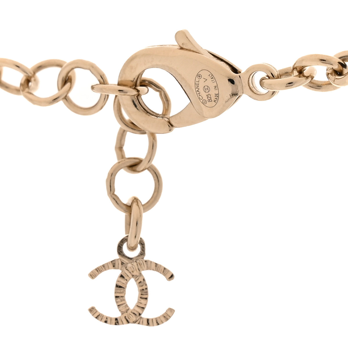 Chanel Metal Calfskin Crystal Double CC Short Necklace Black Gold 4 of 6