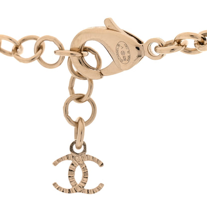 Chanel Metal Calfskin Crystal Double CC Short Necklace Black Gold 4 of 6