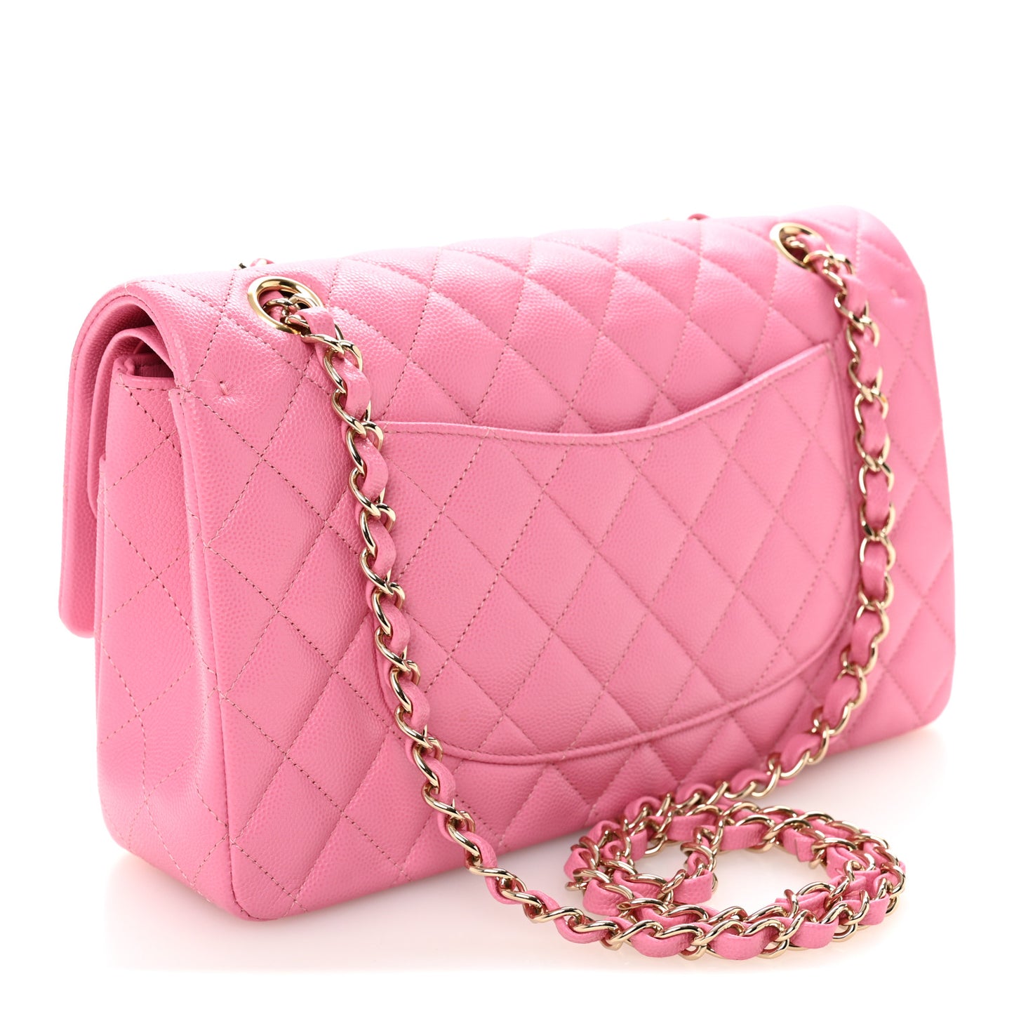 Caviar Quilted Medium Double Flap Pink
