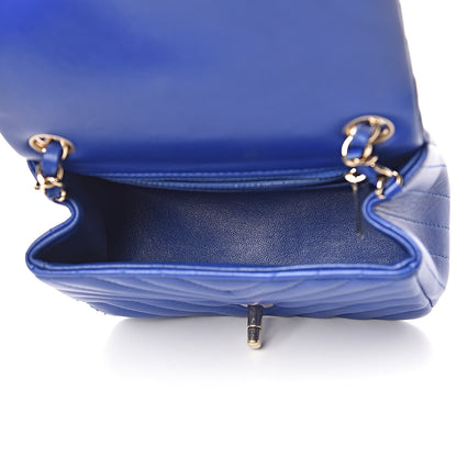 Chanel Lambskin Chevron Quilted Mini Square Flap Blue 5 of 12