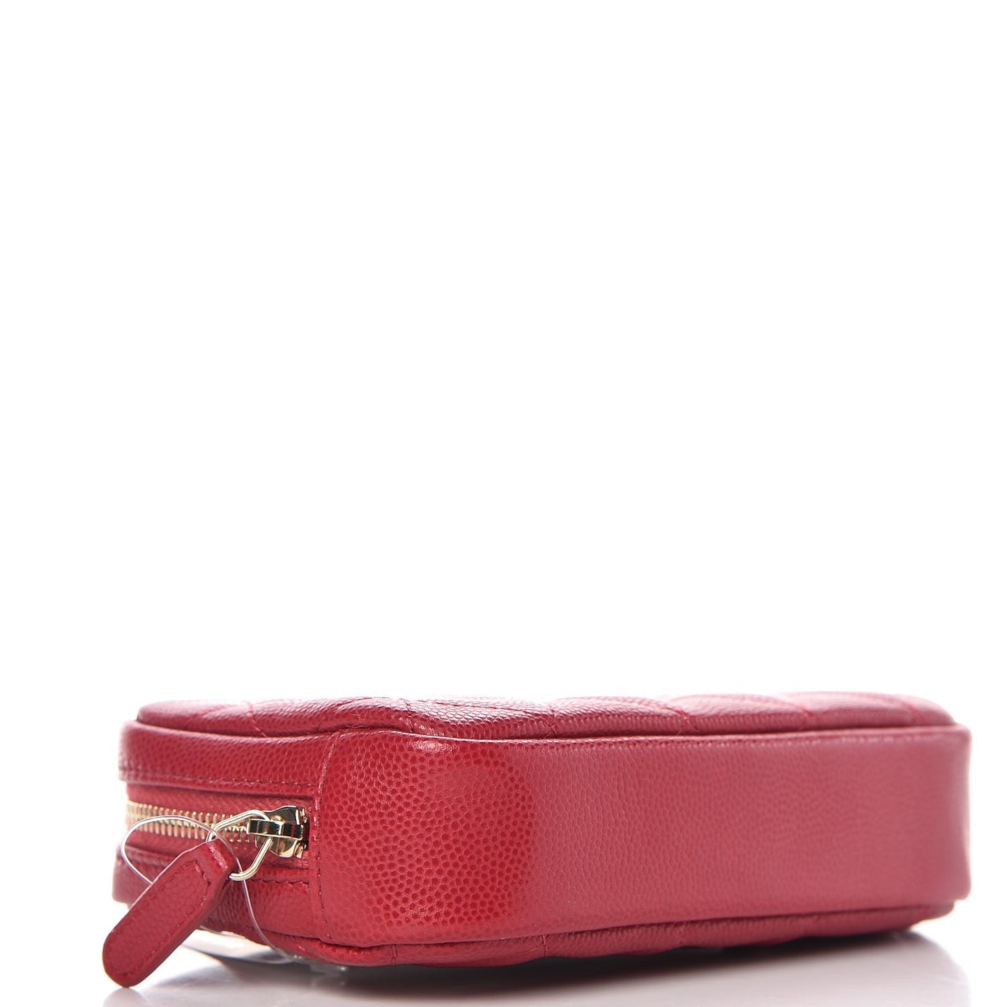 Caviar Quilted Small Curvy Pouch Cosmetic Case Dark Pink