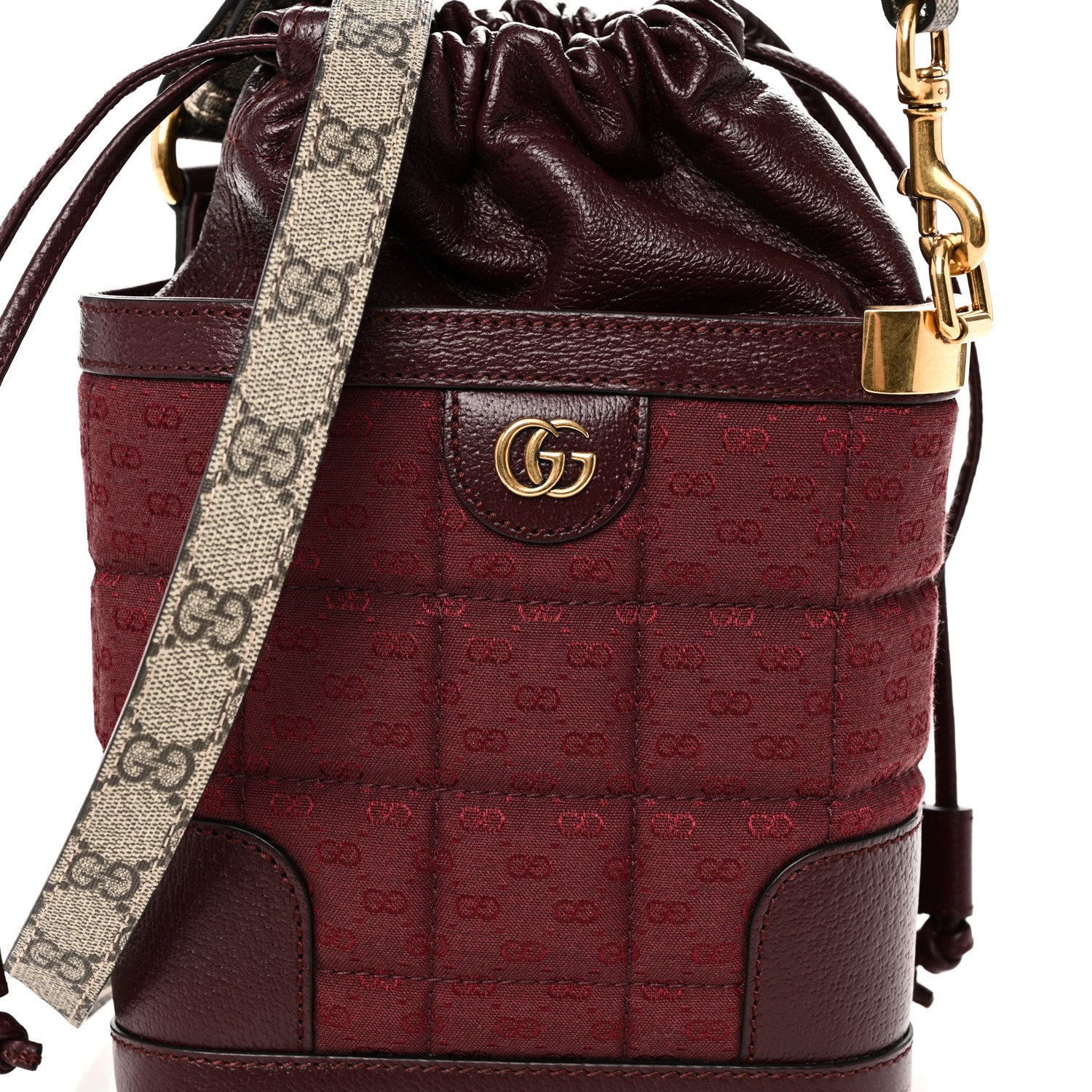 Gucci GG Supreme Canvas Mini Crossbody Bag  Beige Ebony Burgundy 8 of 10