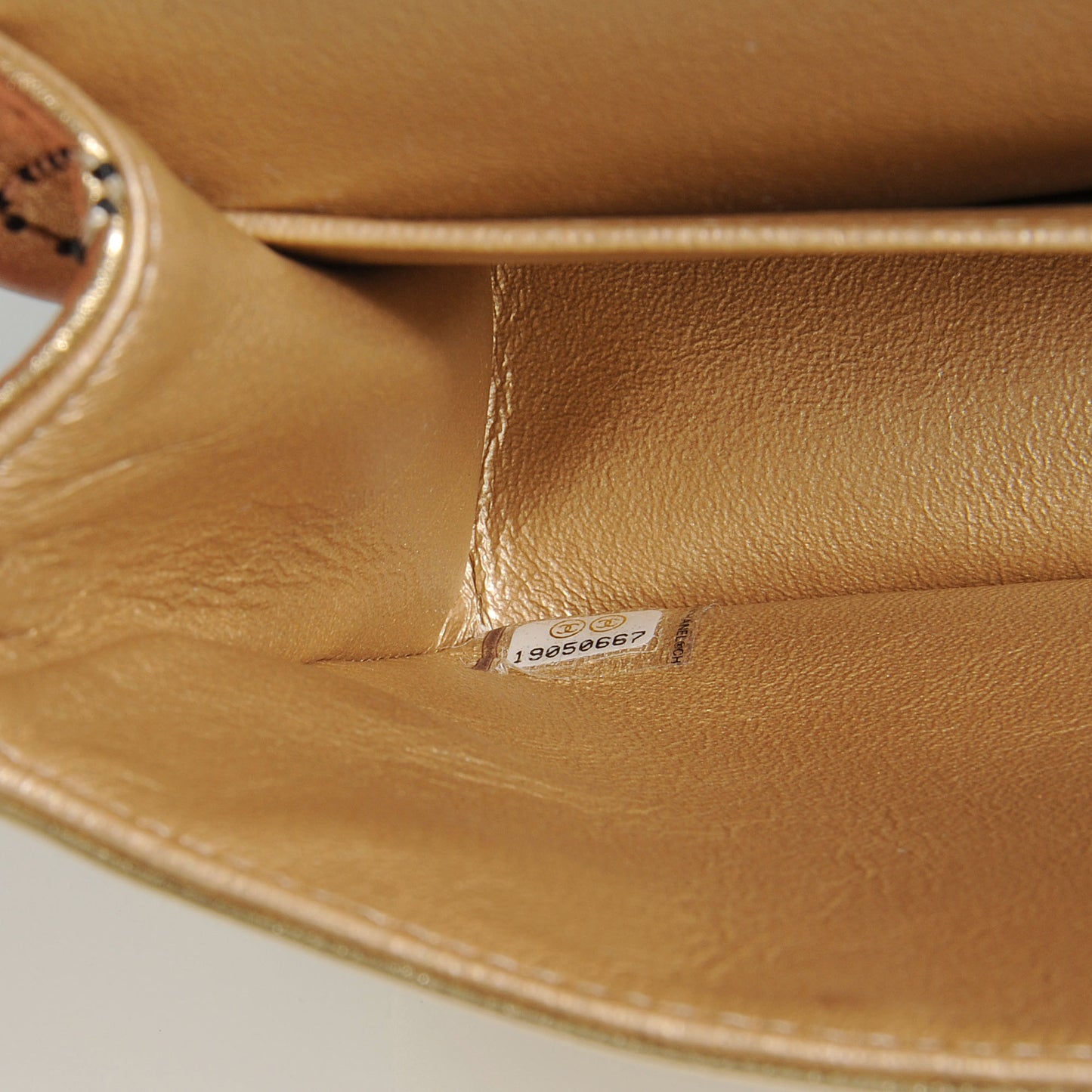 Metallic Washed Lambskin Quilted Medium Double Flap Dark Gold Black