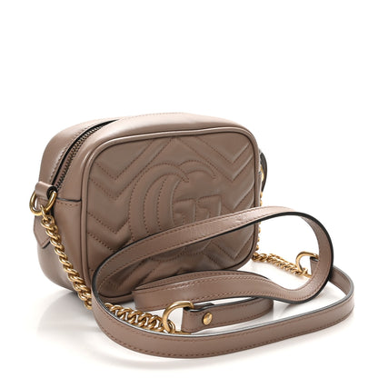 Gucci Calfskin Matelasse Mini GG Marmont Chain Shoulder Bag Nude 3 of 11