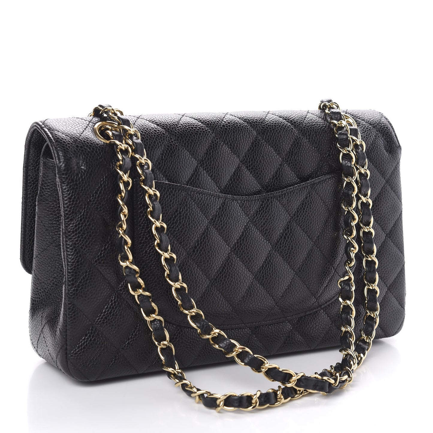 Caviar Quilted Medium Double Flap Black