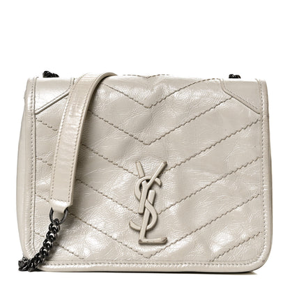 Saint Laurent Crinkled Calfskin Matelasse Monogram Niki Chain Wallet Crema Soft 1 of 15