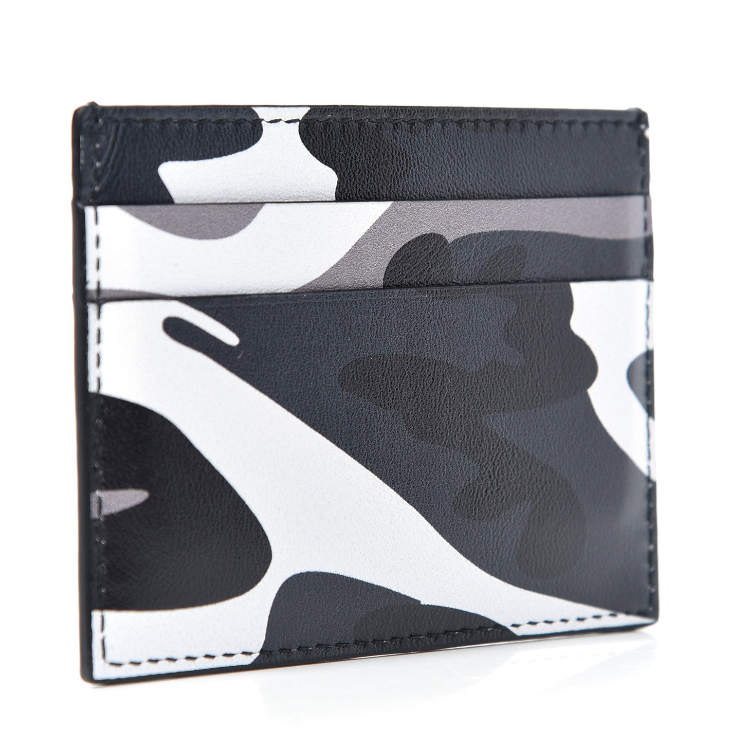 Balenciaga Calfskin Logo Camo Printed Cash Card Holder Grey 3 of 8
