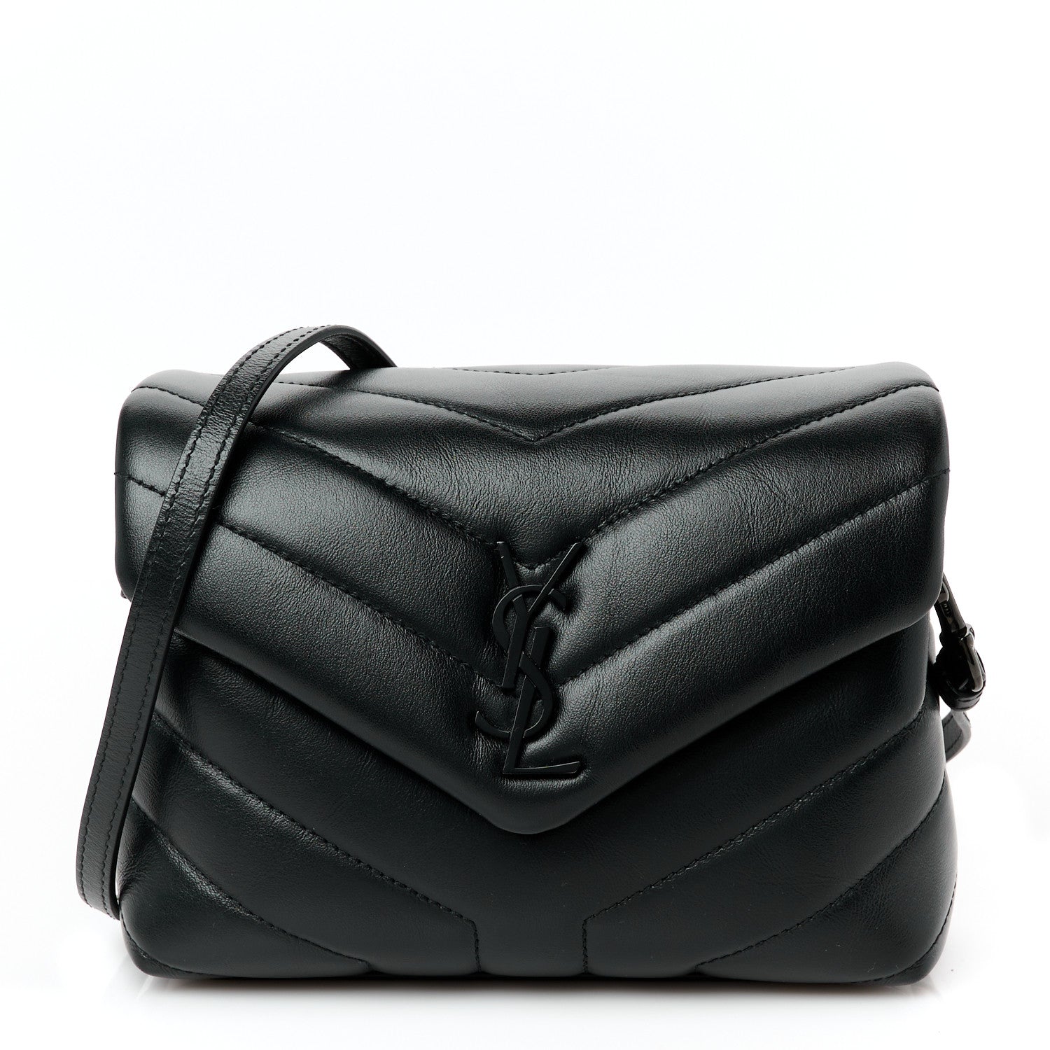 Saint Laurent Calfskin Y Quilted Monogram Monochrome Toy Loulou Crossbody Bag Black 1 of 11