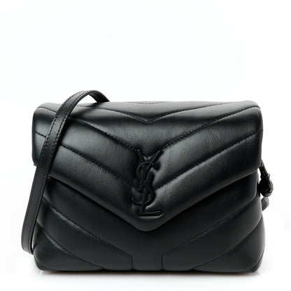 Saint Laurent Calfskin Y Quilted Monogram Monochrome Toy Loulou Crossbody Bag Black 1 of 11