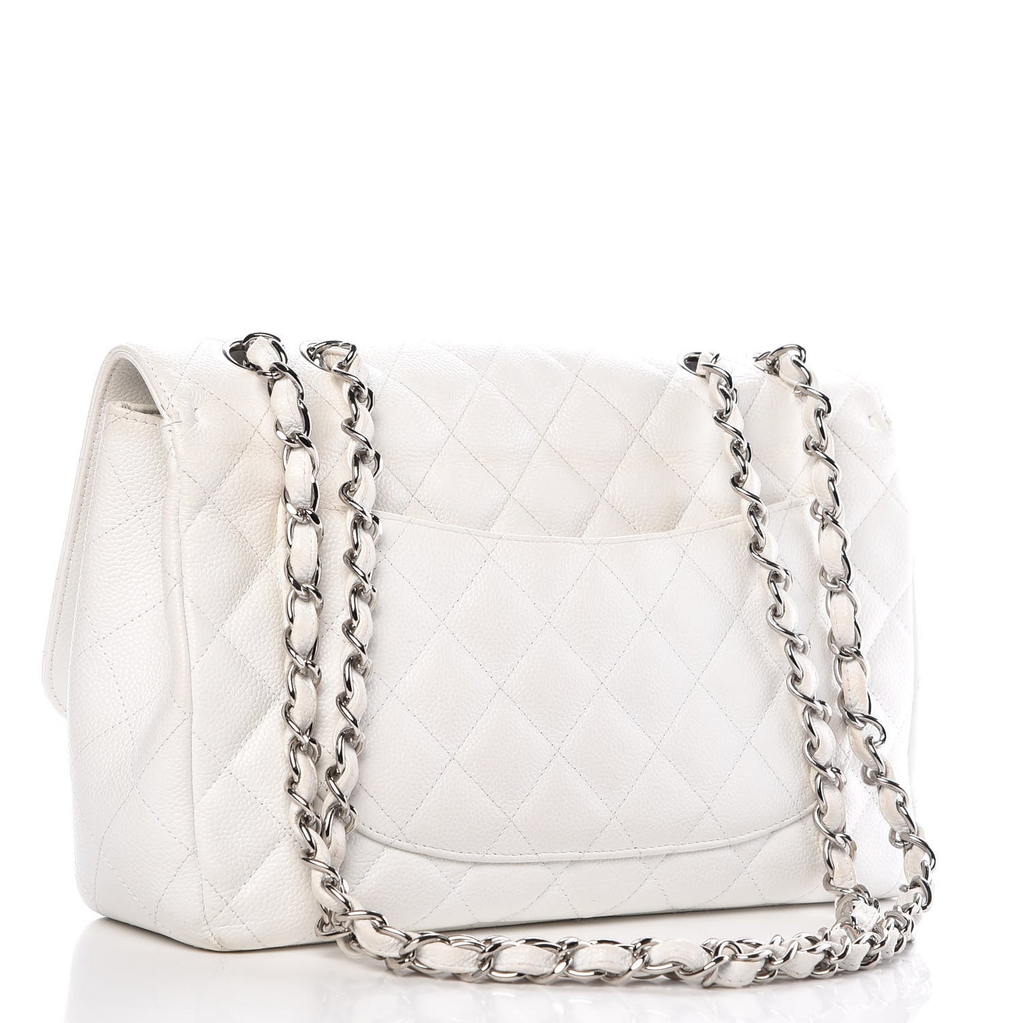 Caviar Quilted Jumbo Single Flap White
