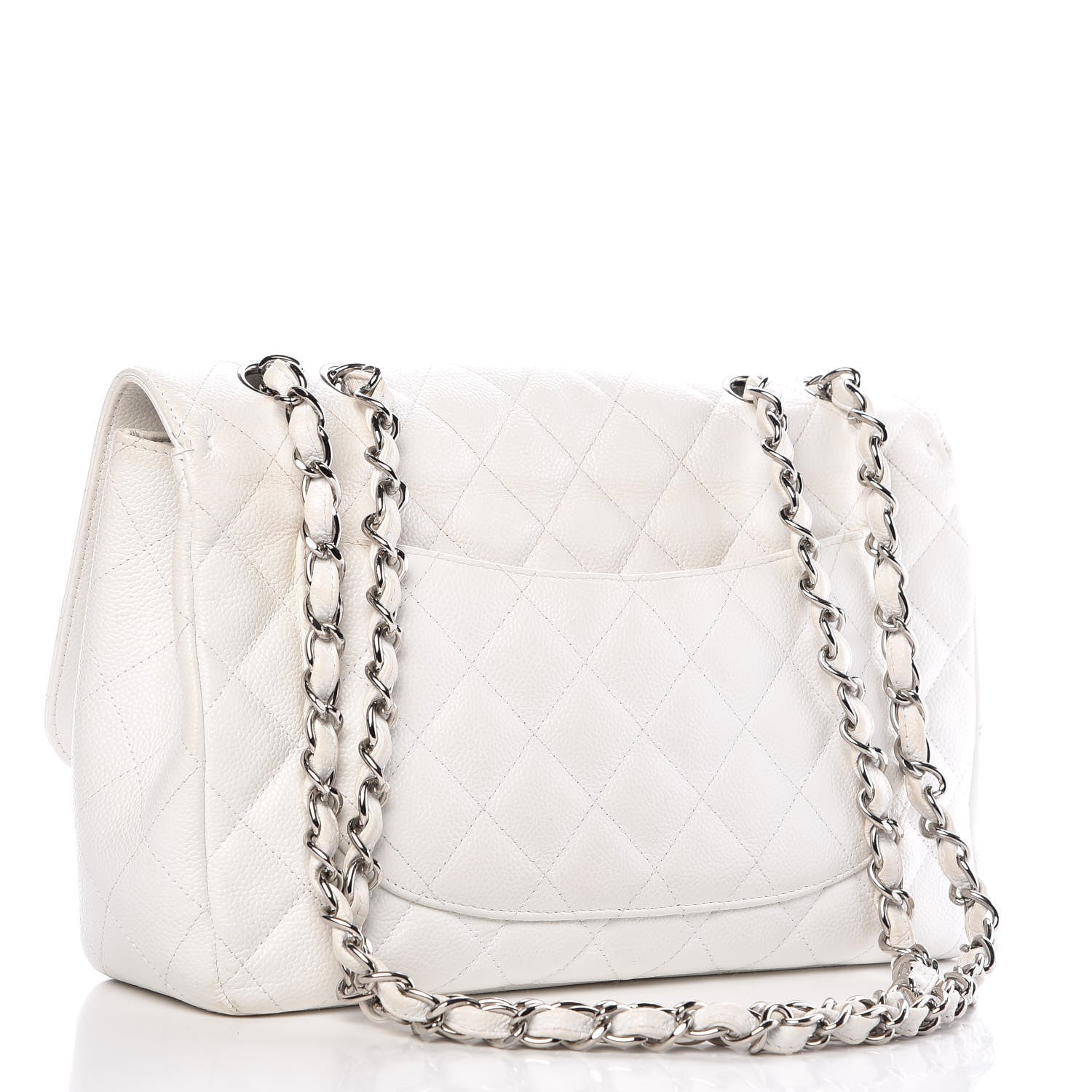 Chanel Caviar Quilted Jumbo Single Flap White 3 of 17