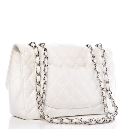 Chanel Caviar Quilted Jumbo Single Flap White 3 of 17