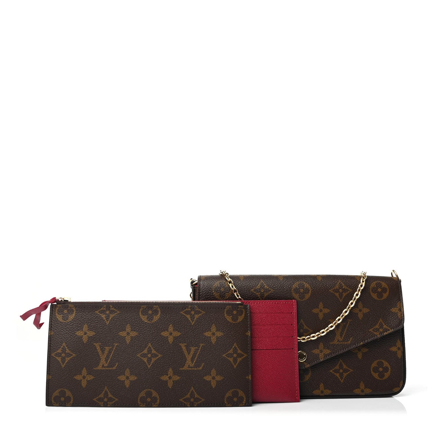 Louis Vuitton Monogram Pochette Felicie Chain Wallet Fuchsia 1 of 4