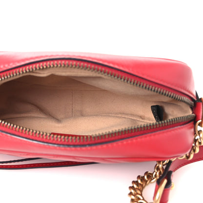 Gucci Calfskin Matelasse Mini GG Marmont Chain Shoulder Bag Hibiscus Red 5 of 10