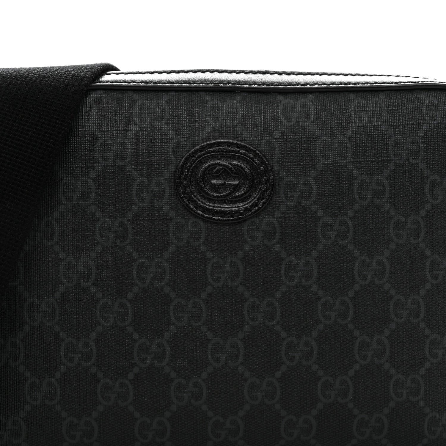 Gucci GG Supreme Monogram Azalea Calfskin Retro Interlocking G Wristlet Shoulder Bag Black 8 of 11
